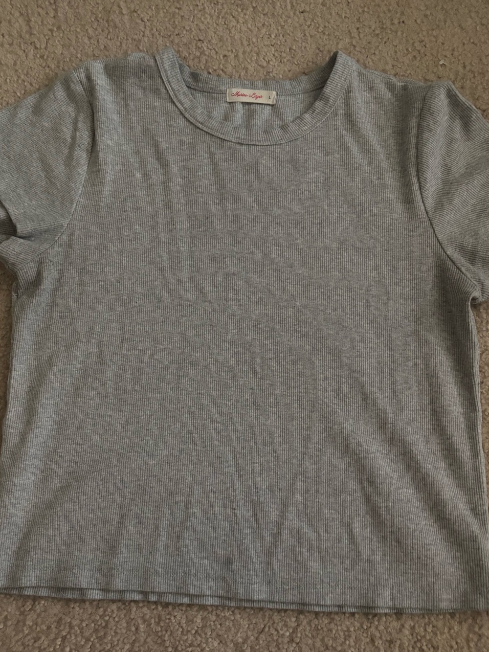 Marine Layer Short Sleeve Ribbed Tee in Heather Gray